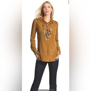 EUC Chico’s Smooth Faux-Suede Reza Shirt Size 0